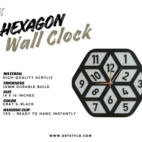 Hexagon Wall Clock side angle showing thickness