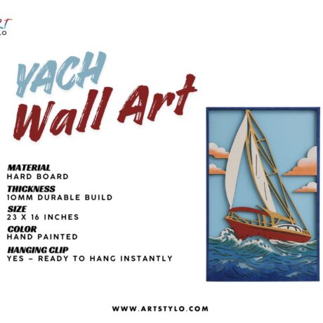 Luxury yacht painting wall décor, multi-color 22x14 inches