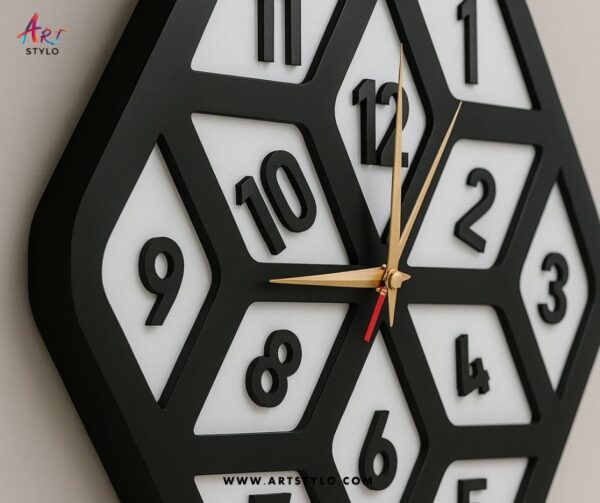 Hexagon Wall Clock close-up showing design details