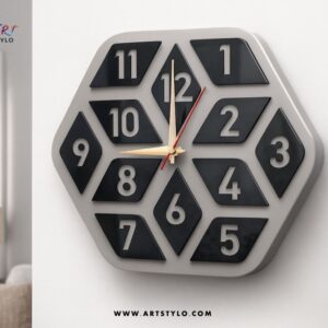 Side angle of Premium Acrylic Hexagon Wall Clock showing 10mm thickness