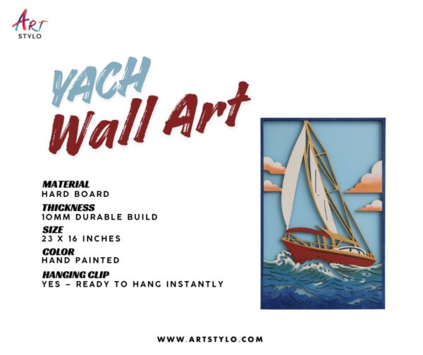 Luxury yacht painting wall décor, multi-color 22x14 inches
