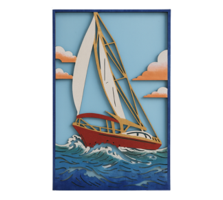 Hand-painted yacht wall art in vibrant colors, 22x14 inches