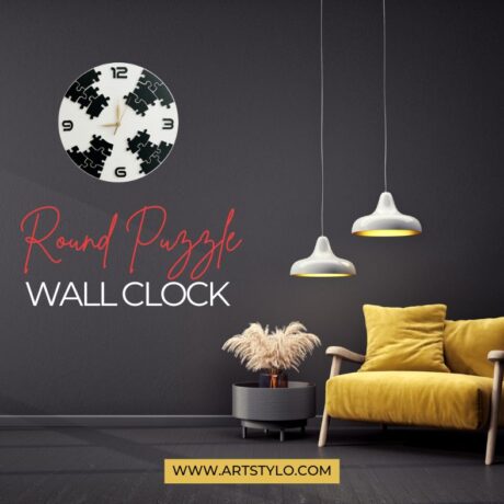 Round Puzzle Wall Clock in multi-color acrylic with 10mm thickness