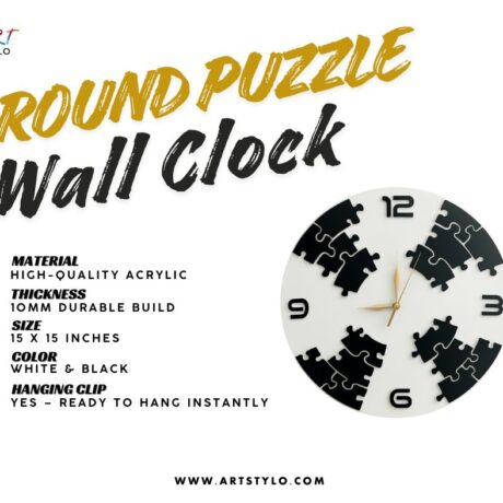 Colorful acrylic puzzle design wall clock for home décor