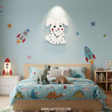 Acrylic rabbit wall clock with 9mm thickness