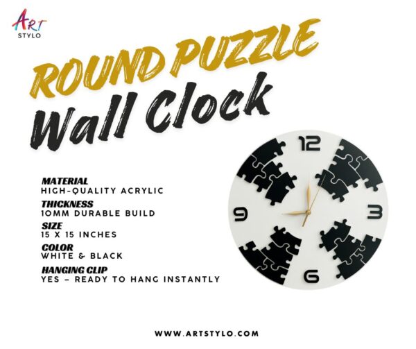 Colorful acrylic puzzle design wall clock for home décor