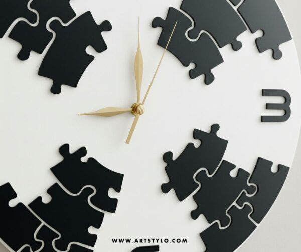 Close-up of multi-color Round Puzzle Wall Clock