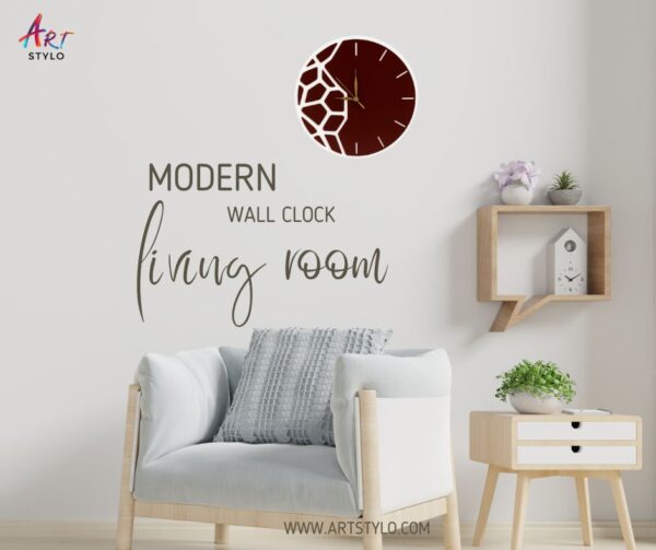 Modern acrylic wall clock front view