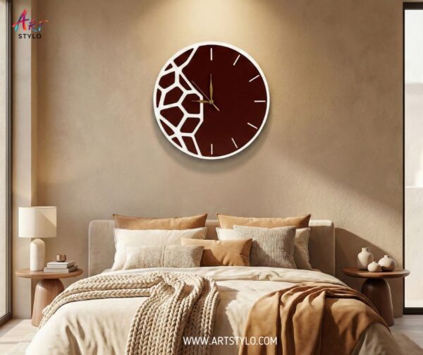 Modern wall clock styled in living room interior