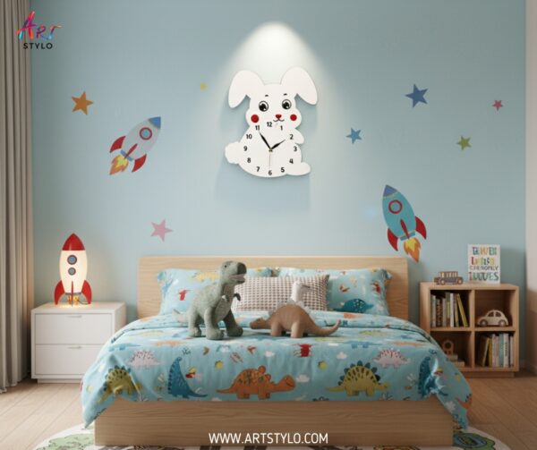 Acrylic rabbit wall clock with 9mm thickness